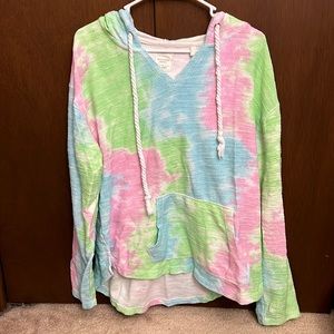 Pastel tye-dye terry hoodie